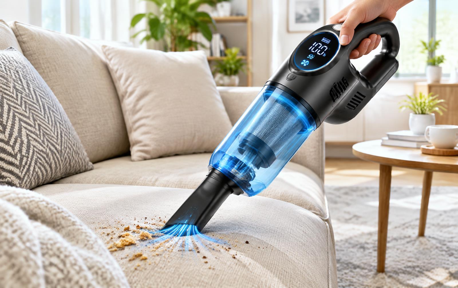 Vacklo Portable Vacuum Cleaner cleaning a sofa